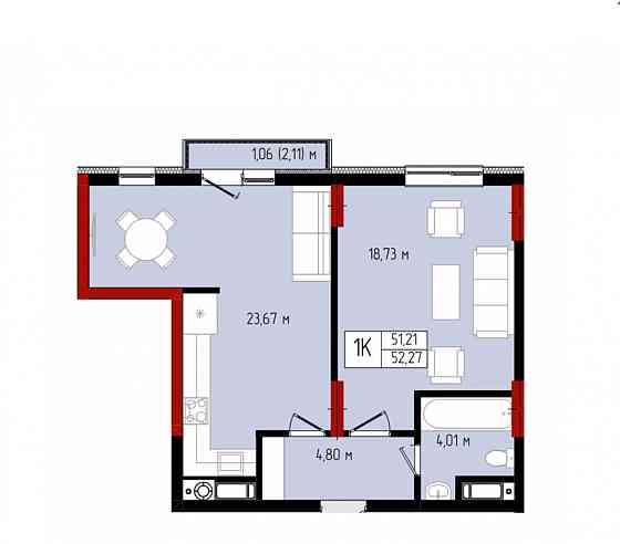 Продаж Квартира 1-кімнатна на Бельведерська-Ленкавського Івано-Франківськ