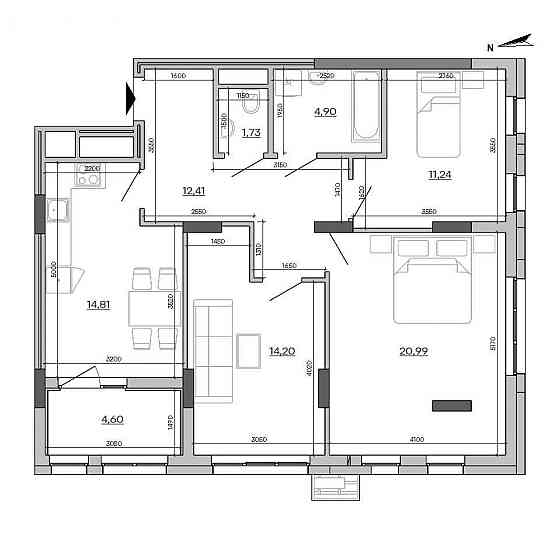 Продаж Квартира 3-кімнатна, 8/9 поверх на вул. Промислова Львов