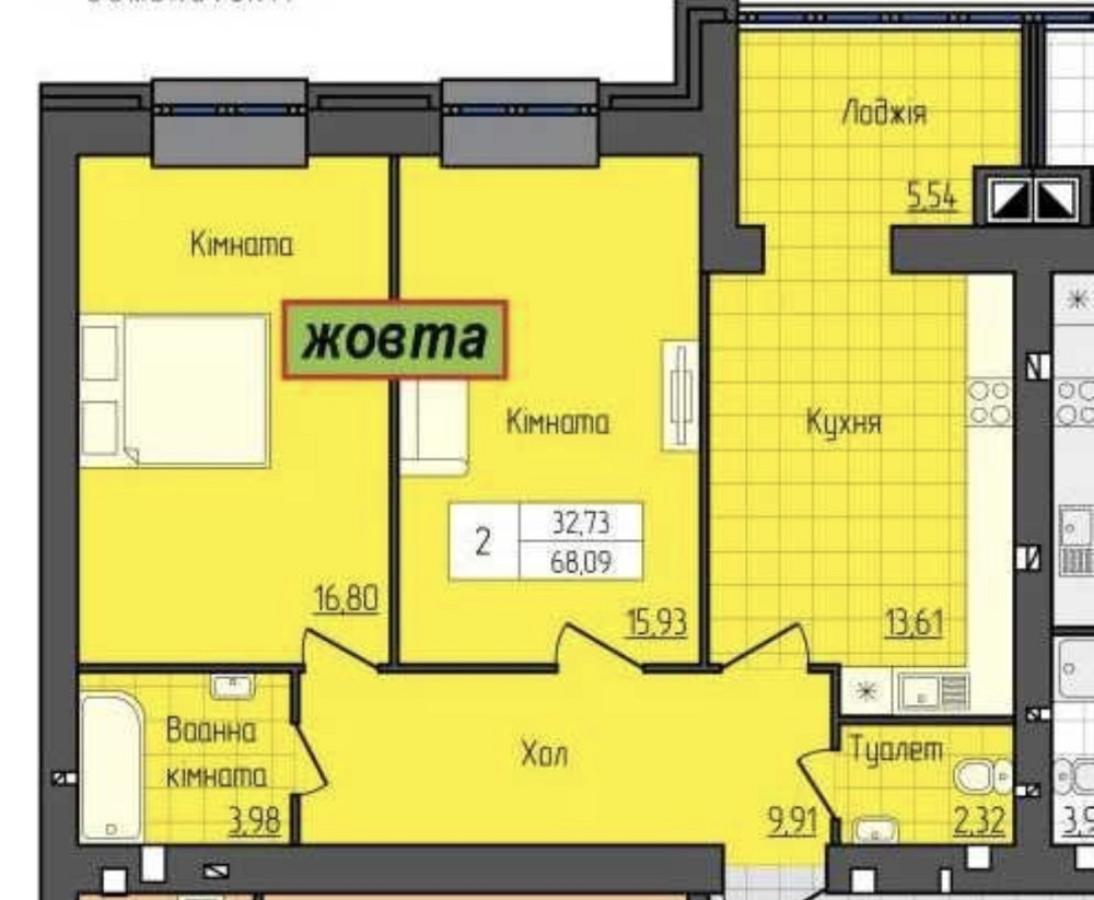 Продаж 2к Квартира 68 кв.м Домбровського 3 Zhytomyr - photo 2