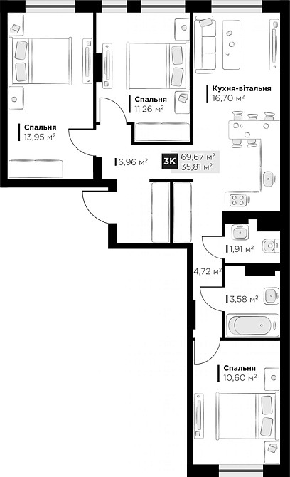 Продаж Квартира 3-кімнатна, 7/7 поверх на вул. Галицька Винники - фото 15