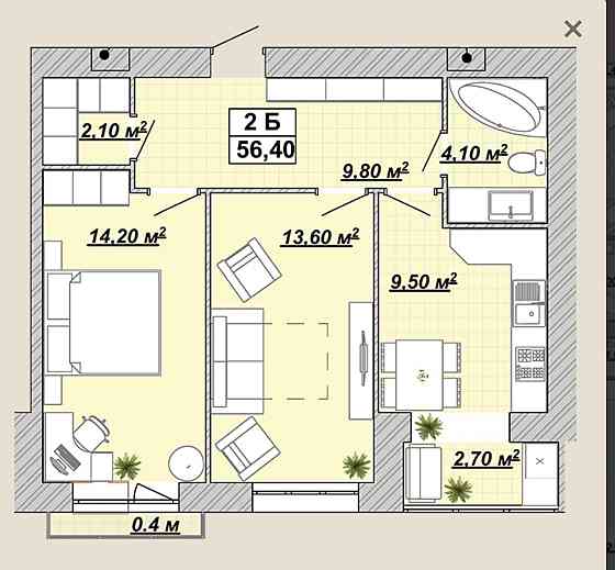 Продаж Квартира 2-кімнатна, 11/14 поверх на Княгинин вул., 44 Ivano-Frankivs'k