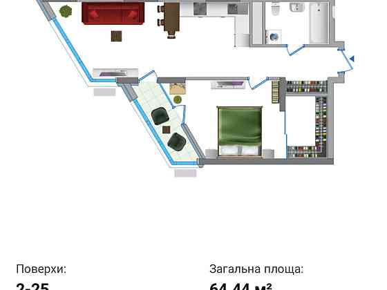 Продаж Квартира 2-кімнатна, 24/26 поверх на Зарічна, 1 Київ