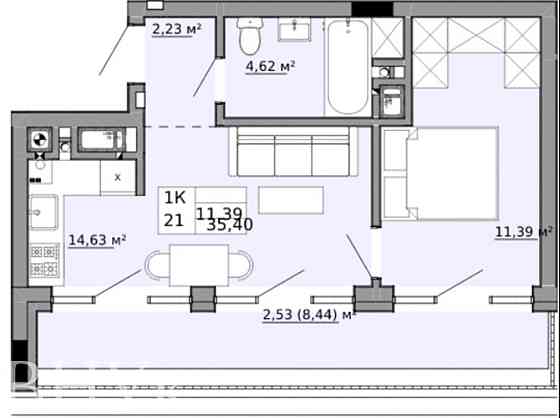 Продаж Квартира 1-кімнатна, 4/4 поверх на П.Орлика Львів