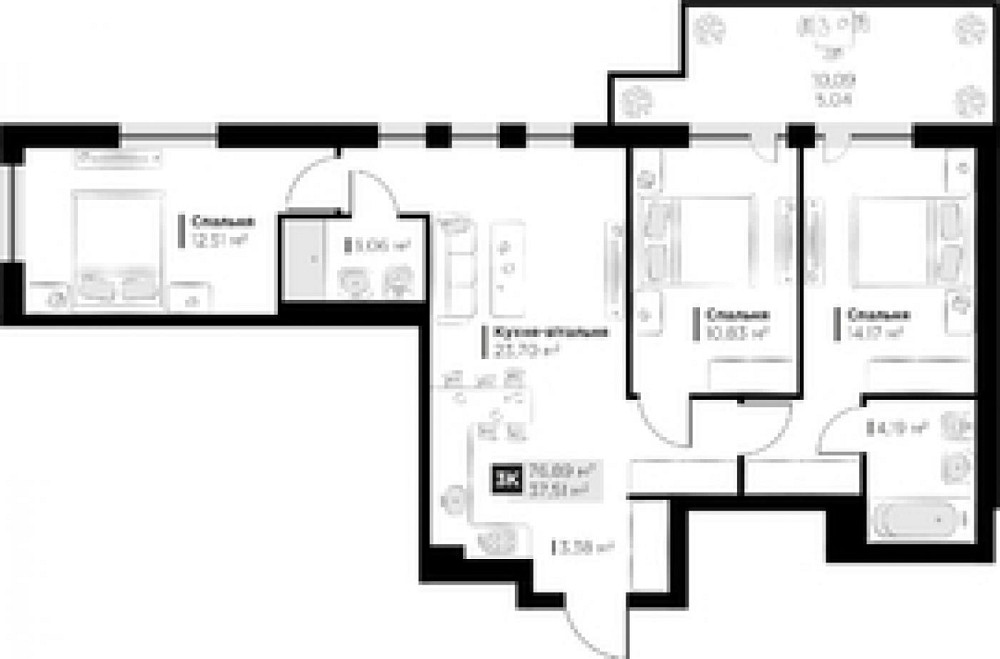 Продаж 3к Квартира 76.89 кв.м Галицька вул. Винники - фото 3