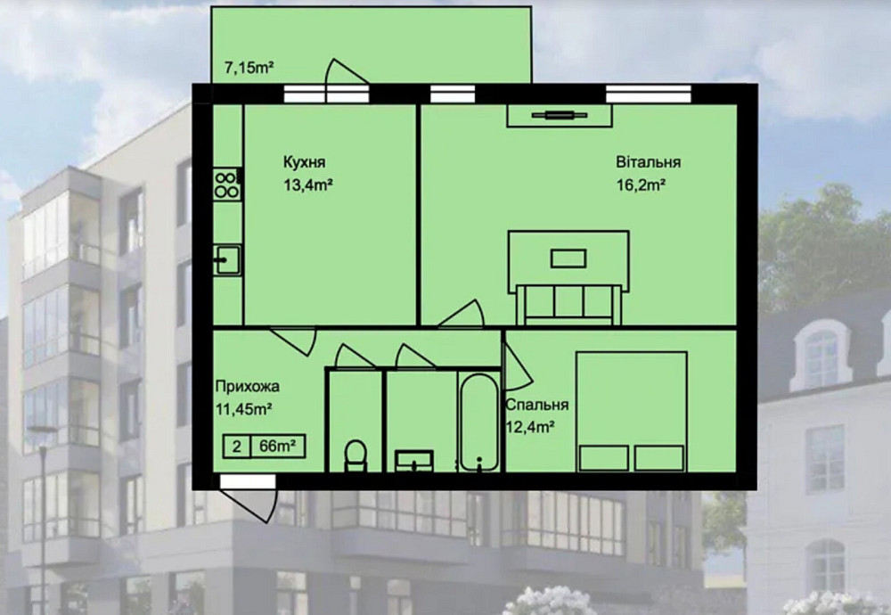 Продаж 2к квартири 66 кв. м на вул. Глиняна Тернопіль - фото 1