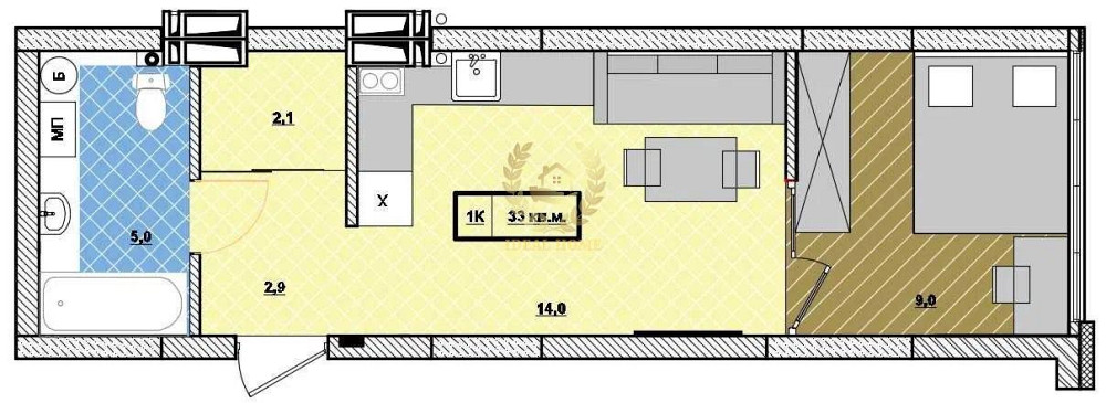 Продаж Квартира 1-кімнатна на Просвещения ул., 19 Вишнёвое - изображение 14