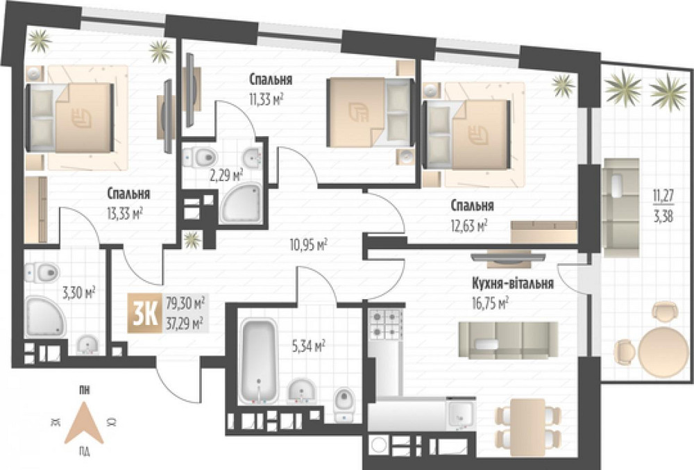 Продаж Квартира 3-кімнатна, 3/5 поверх на вул. Орлика Пилипа Львів - фото 7
