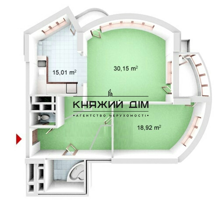 Оренда 2-х.ком. кв. студіо в ЖК Смарагдовий. м. Вокзальна. Код об'єкта: 11165308 Київ - фото 2