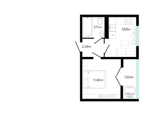 Продаж 1к Квартира 28 кв.м вулиця Українських Декабристів, 15 Івано-Франківськ