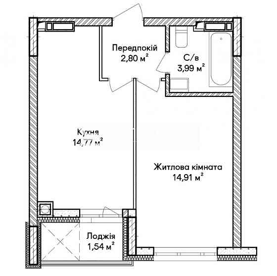 Продаж 1к Квартира 40 кв.м  Ирпень