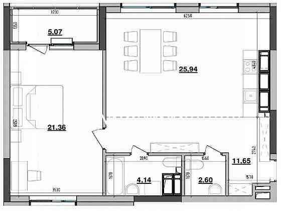 Продаж Квартира 1-кімнатна, 20/26 поверх на вул. Коновальця Євгена Киев