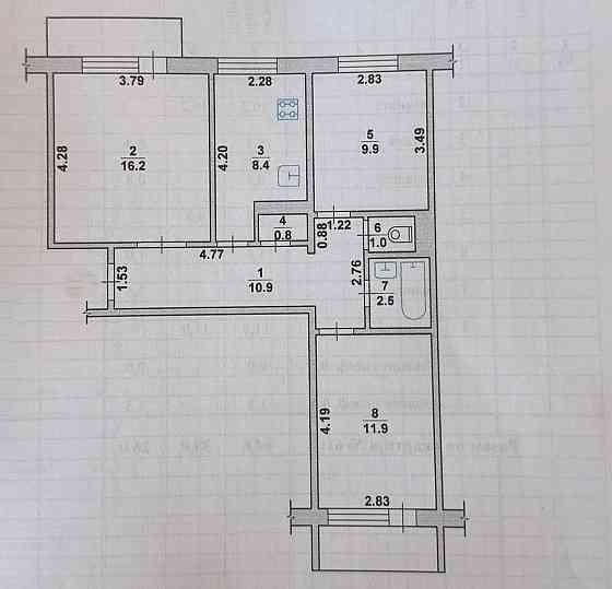 Продаж Квартира 3-кімнатна, 7/9 поверх на вул. Івана Мазепи Житомир