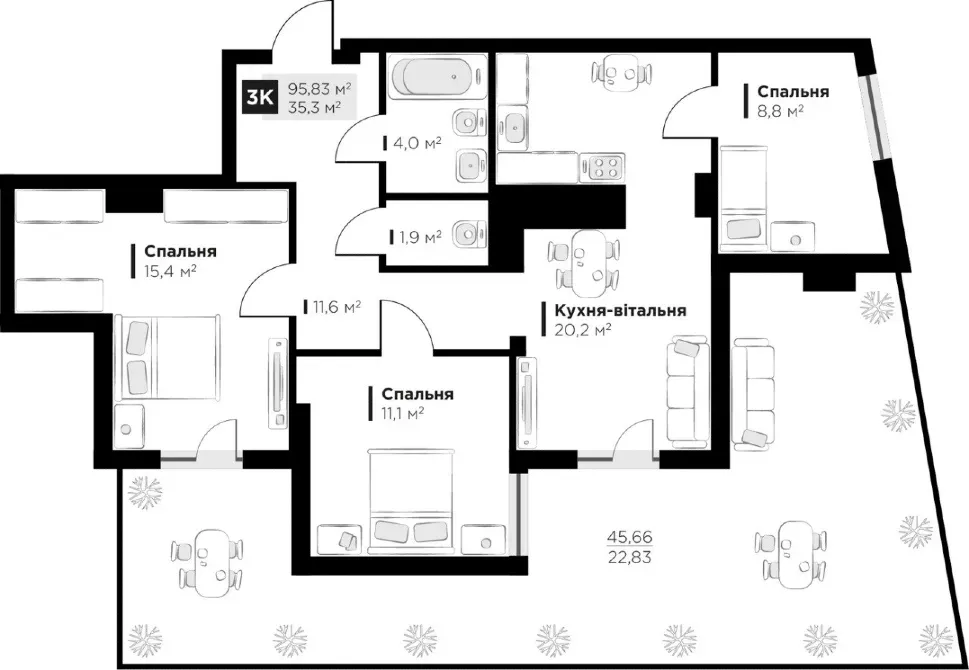 Продаж 3к Квартира 95.83 кв.м ЖК FEEL HOUSE Львів - фото 15