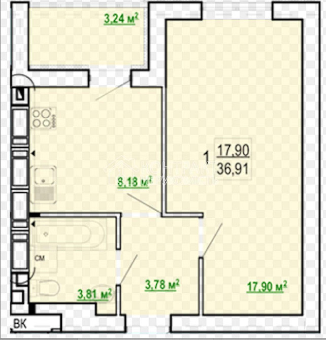 Продаж Квартира 1-кімнатна, 9/9 поверх на вул. Борткевича Харків - фото 2