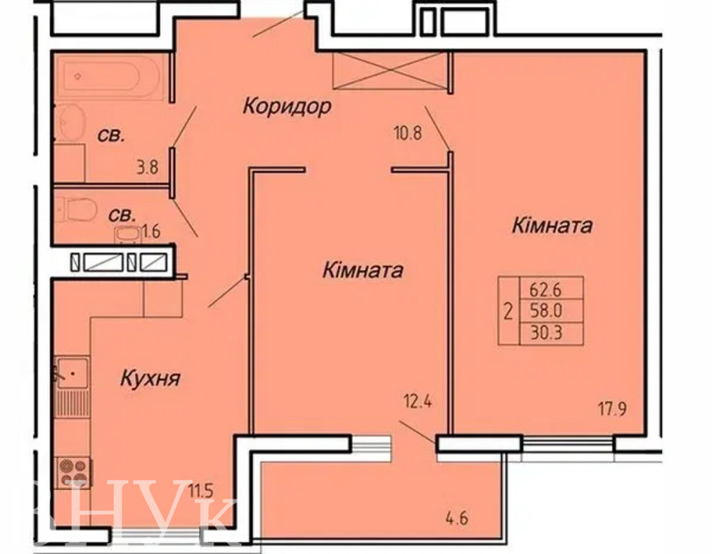 Продаж Квартира 2-кімнатна, 4/16 поверх на Наливайка Тернопіль - фото 10