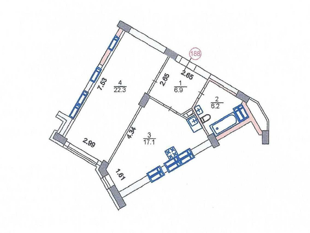 Продаж Квартира 1-кімнатна, 18/24 поверх на Глушкова Академіка вул., д. 9-В Київ - фото 20