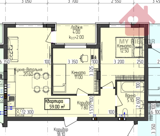 Продаж Квартира 2-кімнатна, 3/3 поверх на Центральна, 5 