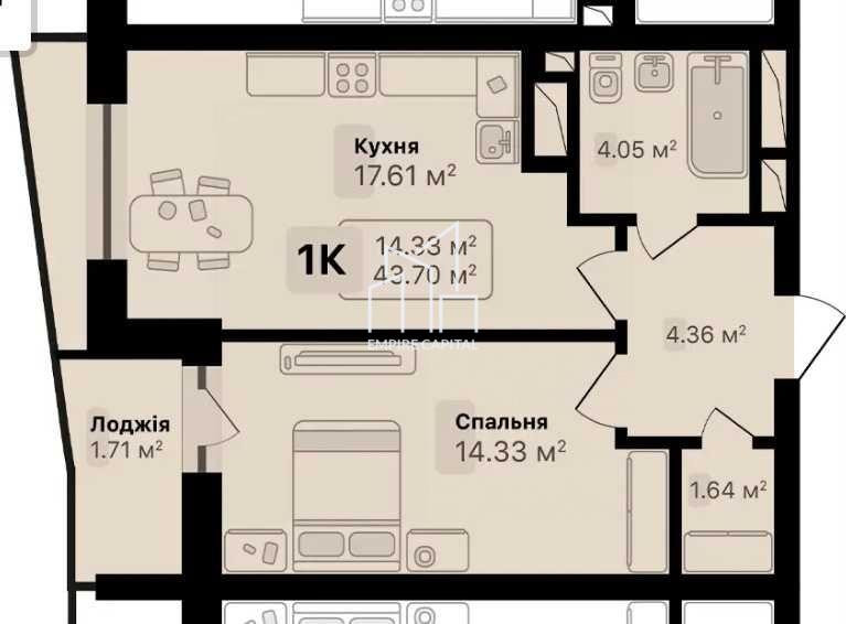 Продаж 1к квартири 43.7 кв. м Львів - фото 9