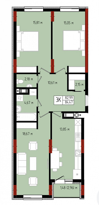 Продаж Квартира 3-кімнатна на Бельведерська-Ленкавського Івано-Франківськ - фото 3