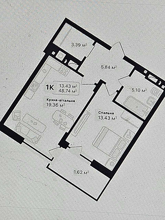 Продаж 1к Квартира 48.74 кв.м Лісна вул. Vynnyky - photo 5