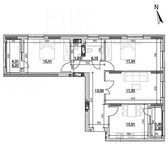Продаж Квартира 3-кімнатна, 12/12 поверх на вул. Залізнична Львів