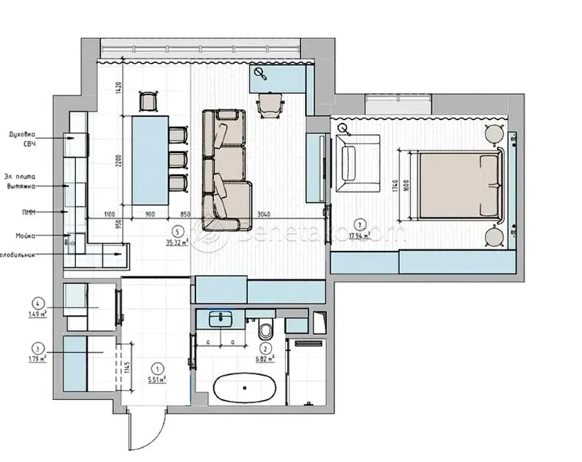 Оренда 2к Квартира 76 кв.м Большая Арнаутская, 23 Б Одеса - фото 8