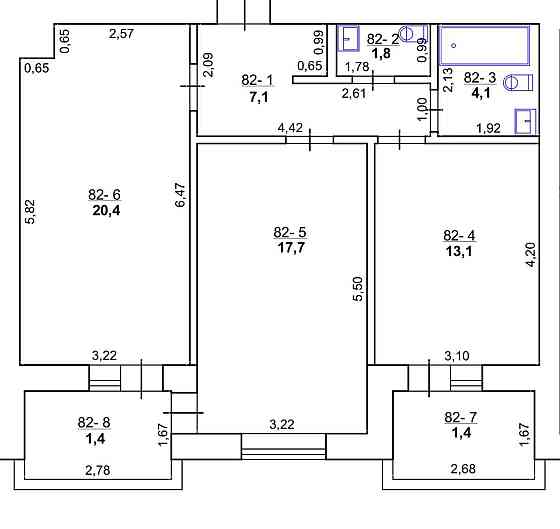 Продаж Квартира 2-кімнатна, 7/7 поверх на вул. Чорновола Horodok