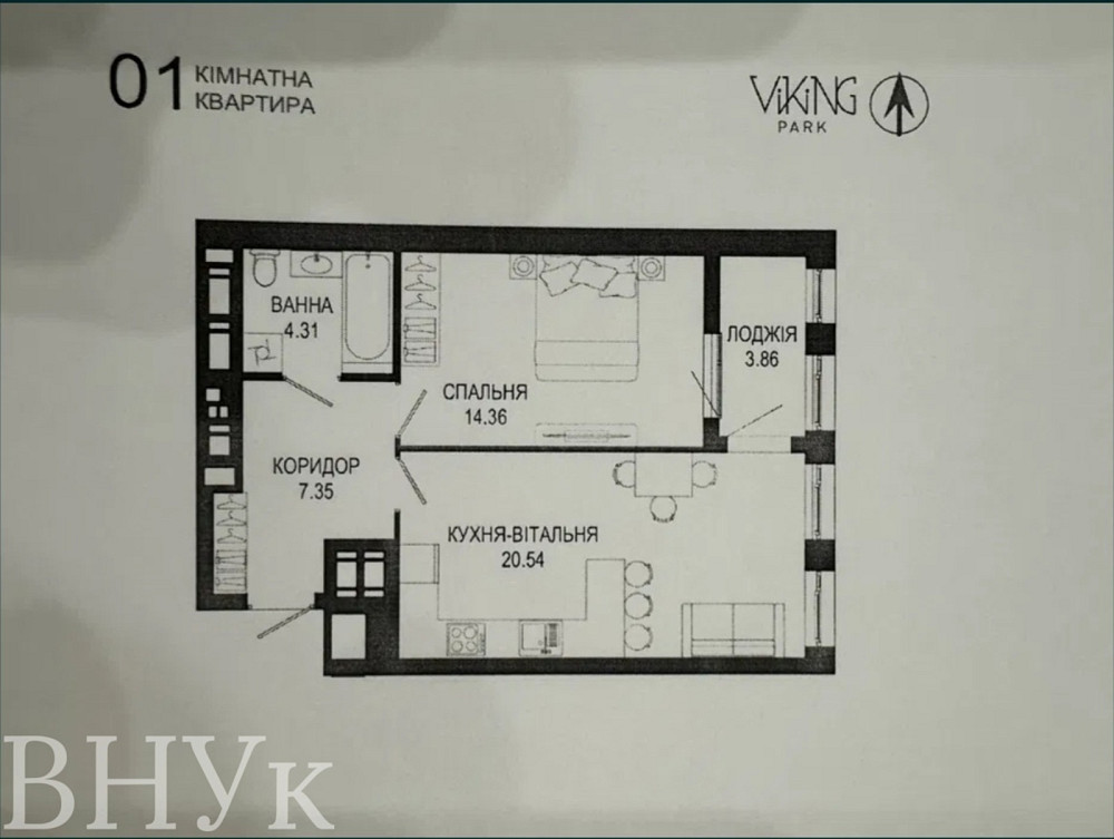 Продаж Квартира 1-кімнатна, 9/10 поверх Львів - фото 2