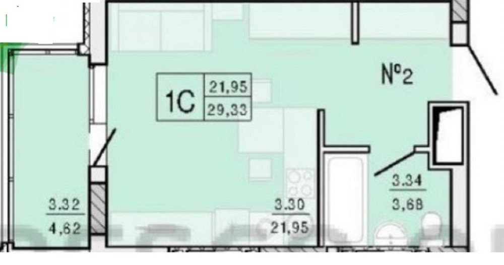 1-комнатная квартира-студия, 29 м², ЖК Акварель 4, Черемушки Odessa - photo 11