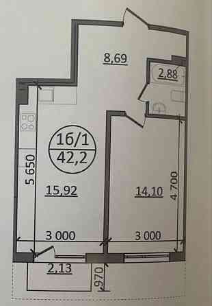 Продаж 1к Квартира 42.2 кв.м Бічна зелена Басовка