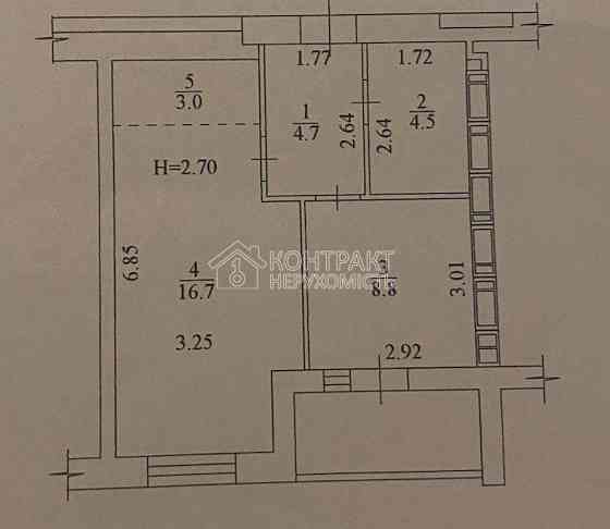 Продаж Квартира 1-кімнатна, 3/9 поверх на вул. Миру Харьков