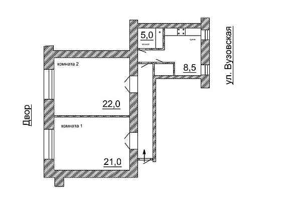 Оренда Квартира 2-кімнатна, 1/4 поверх на Вузівська, 4 Kiev