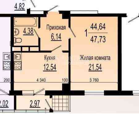 Продаж Квартира 1-кімнатна, 4/15 поверх на вул. Клочківська Харків