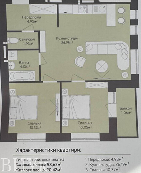 Продаж Квартира 2-кімнатна, 1/9 поверх на Тлехаса Ужгород - фото 2
