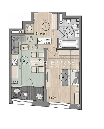 Продаж 1к квартири 38.35 кв. м Kiev - photo 1