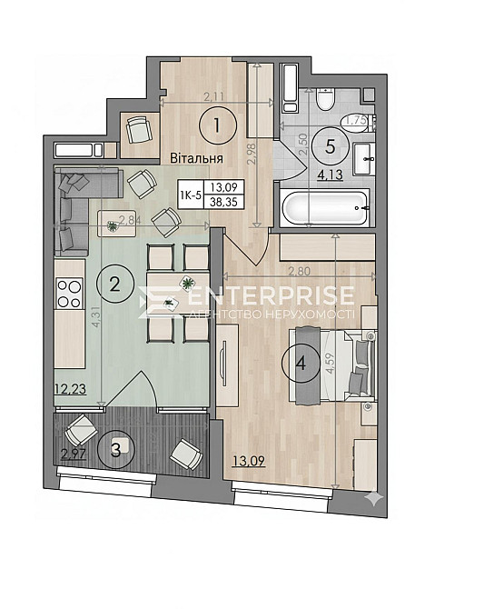 Продаж 1к квартири 38.35 кв. м Київ - фото 1