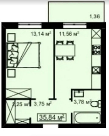 Продаж 1к квартири 36 кв. м на вул. Білогірська Тернопіль - фото 1