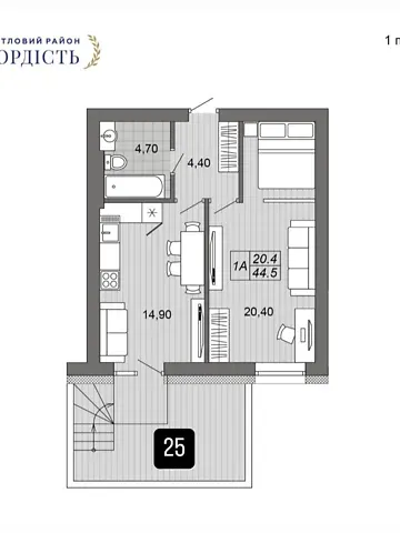 For sale 1-room Apartment 44.5 sq.m ЖК Сімейна фортеця. Гордість  - photo 4