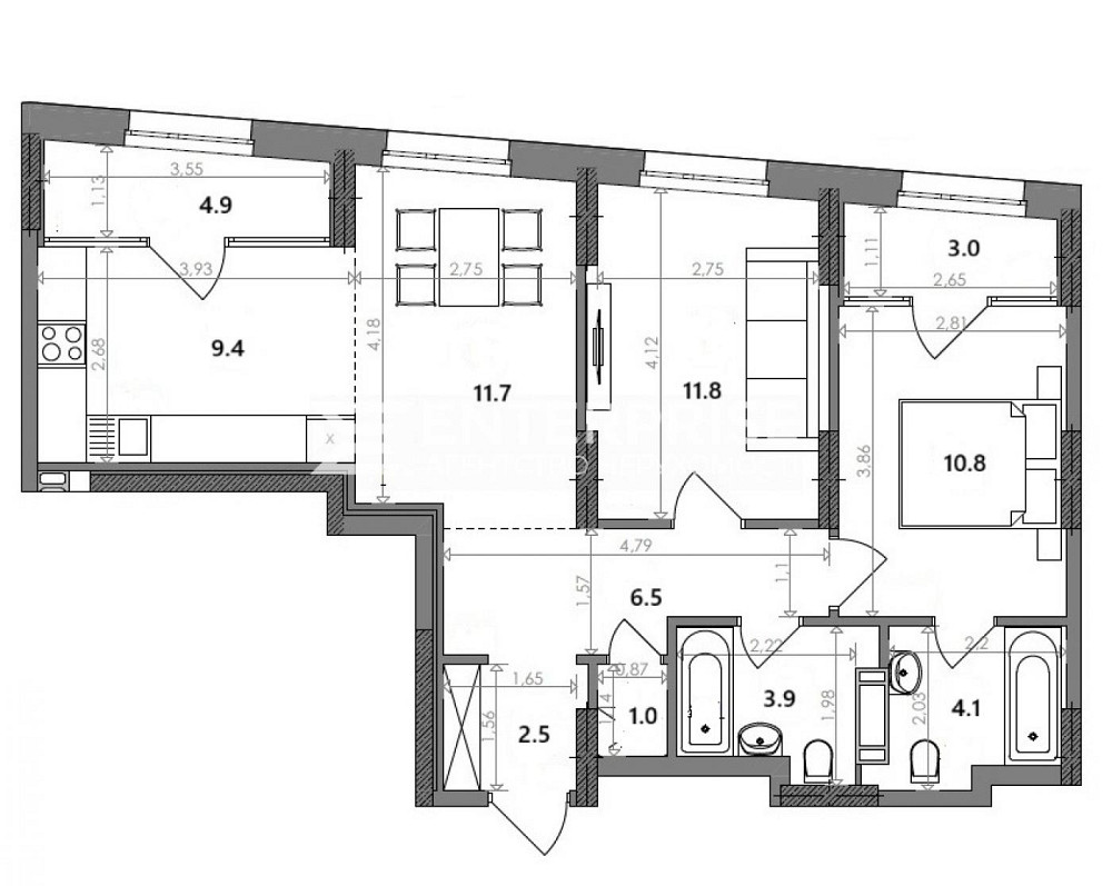 Продаж 2к Квартира 70 кв.м Наддніпрянське шосе вул. Київ - фото 3