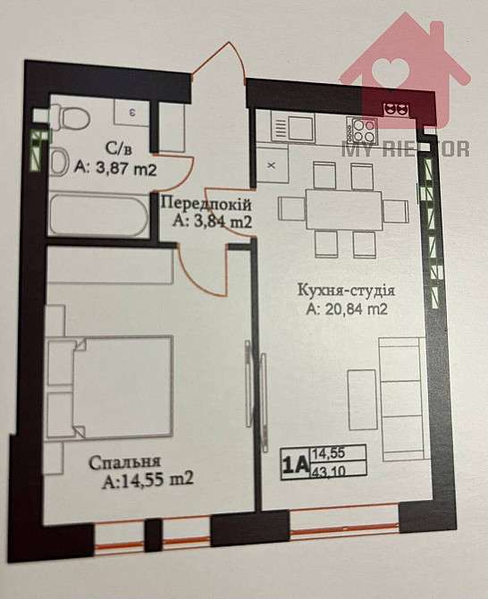 Продаж Квартира 1-кімнатна, 3/5 поверх на Б. Хмельницького, 86  - фото 3