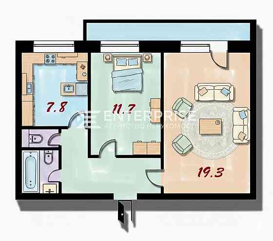 Продаж 2к Квартира 51.3 кв.м Братства тарасівців вул. Kiev