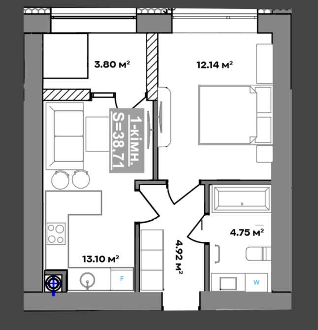 Продаж Квартира 1-кімнатна, 2/10 поверх на вул. Національної Гвардії Івано-Франківськ - фото 3