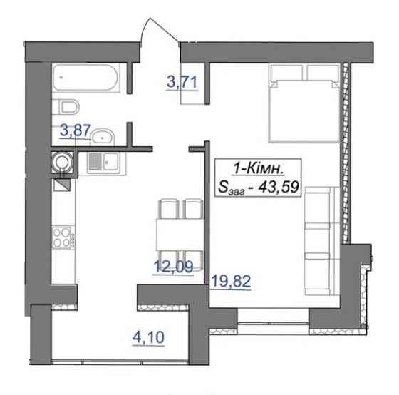 Продаж Квартира 1-кімнатна, 1/10 поверх Івано-Франківськ