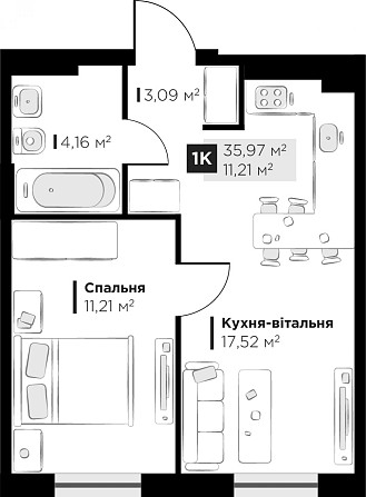 Продаж 1К квартири — Галицька Винники - фото 8