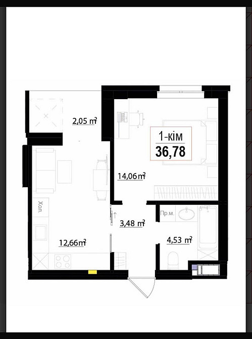 Продаж Квартира 1-кімнатна, 7/10 поверх на вул. Сонячна Ивано-Франковск - изображение 1