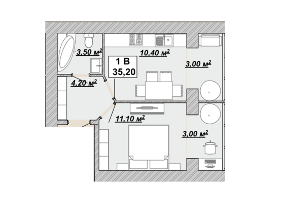 Продаж Квартира 1-кімнатна, 10/14 поверх на вул. Княгинин Івано-Франківськ