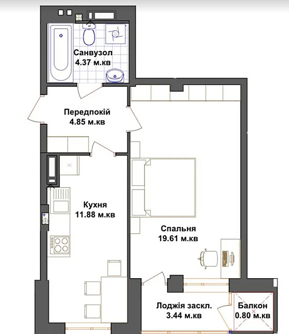Продаж Квартира 1-кімнатна, 8/13 поверх Тернопіль - фото 9