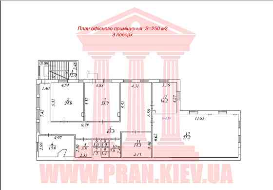 Оренда офісне приміщення на Межигорская ул. поверх - 3/3 Київ