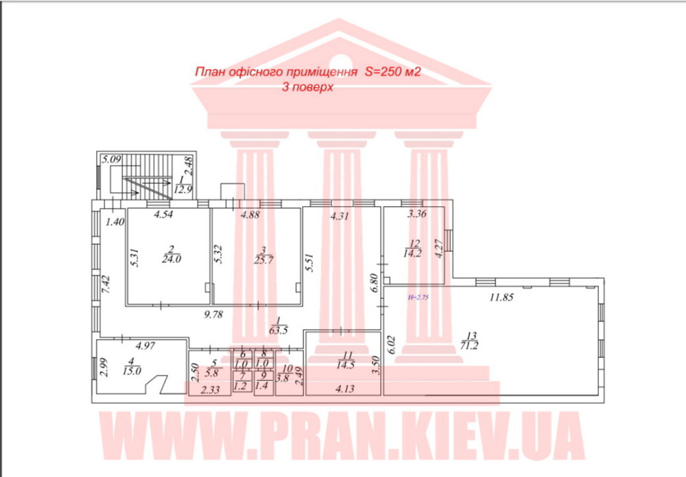 Оренда офісне приміщення на Межигорская ул. поверх - 3/3 Київ - фото 2