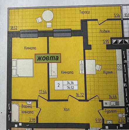 Продаж Квартира 2-кімнатна, 14/14 поверх на вул. Домбровського Житомир